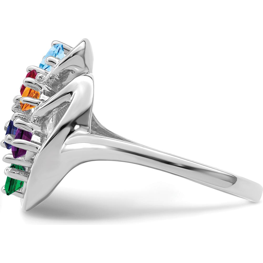 14K White Gold Polished 6-Stone Mother's Ring Mounting with Custom Gemstone Setting by Monteluci Fine Jewelry