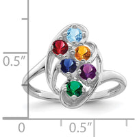 14K White Gold Polished 6-Stone Mother's Ring Mounting with Custom Gemstone Setting by Monteluci Fine Jewelry