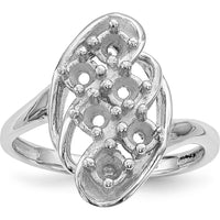14K White Gold Polished 6-Stone Mother's Ring Mounting with Custom Gemstone Setting by Monteluci Fine Jewelry