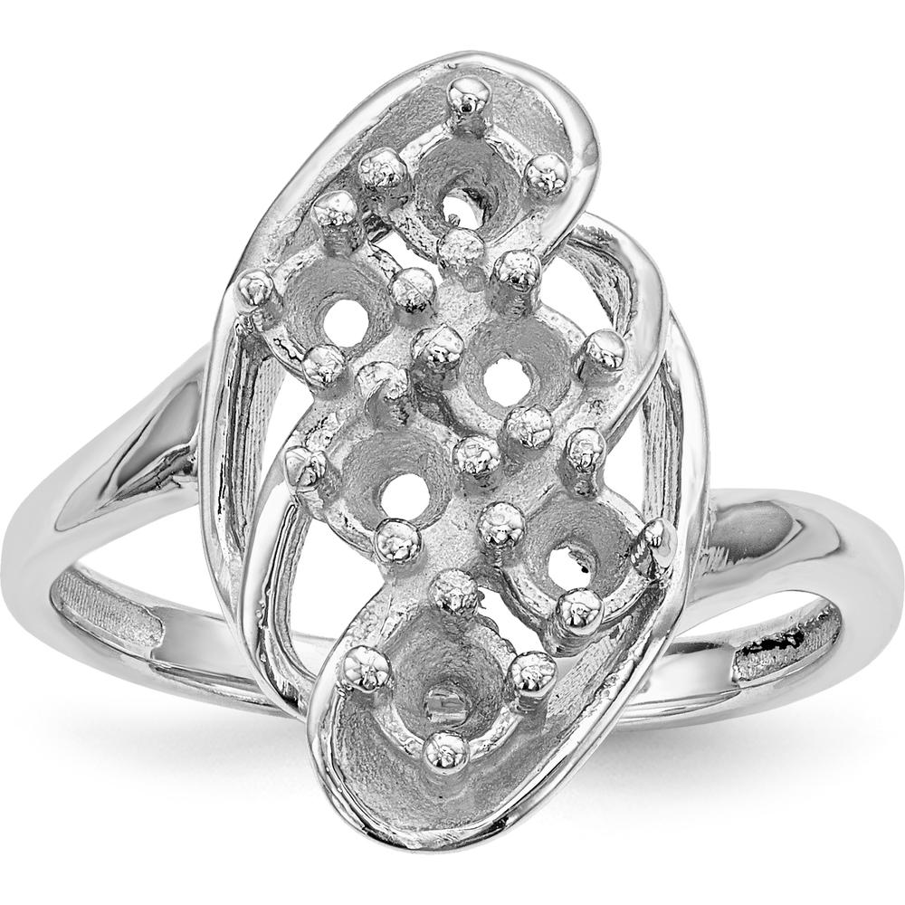 14K White Gold Polished 6-Stone Mother's Ring Mounting with Custom Gemstone Setting by Monteluci Fine Jewelry
