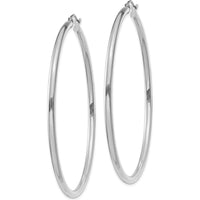 14K White Gold Polished 60mm Tube Hoop Earrings by 0