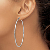 14K White Gold Polished 65mm Lightweight Tube Hoop Earrings by 0