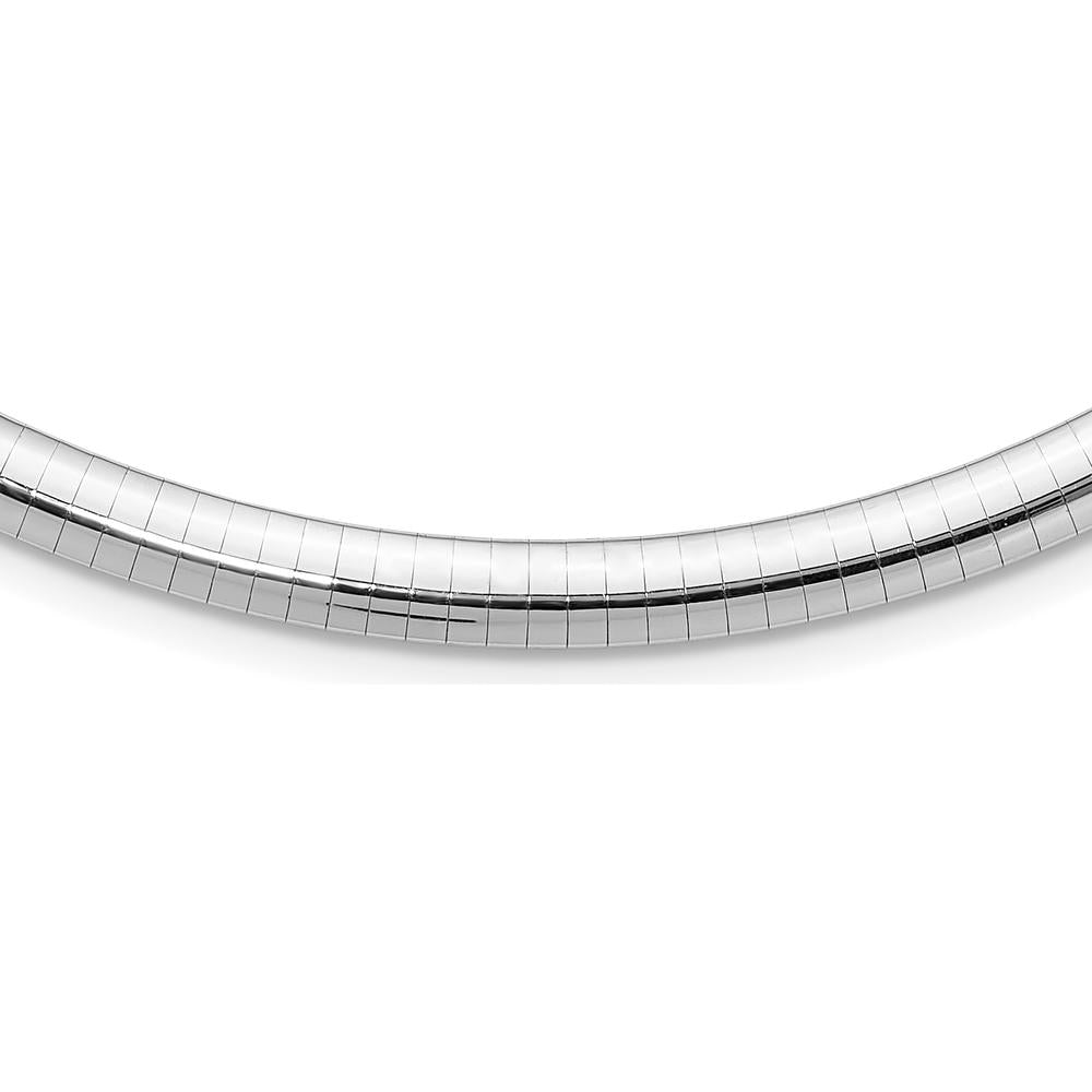 14K White Gold Polished 6mm Omega Necklace - 16" by Oro Pregiato