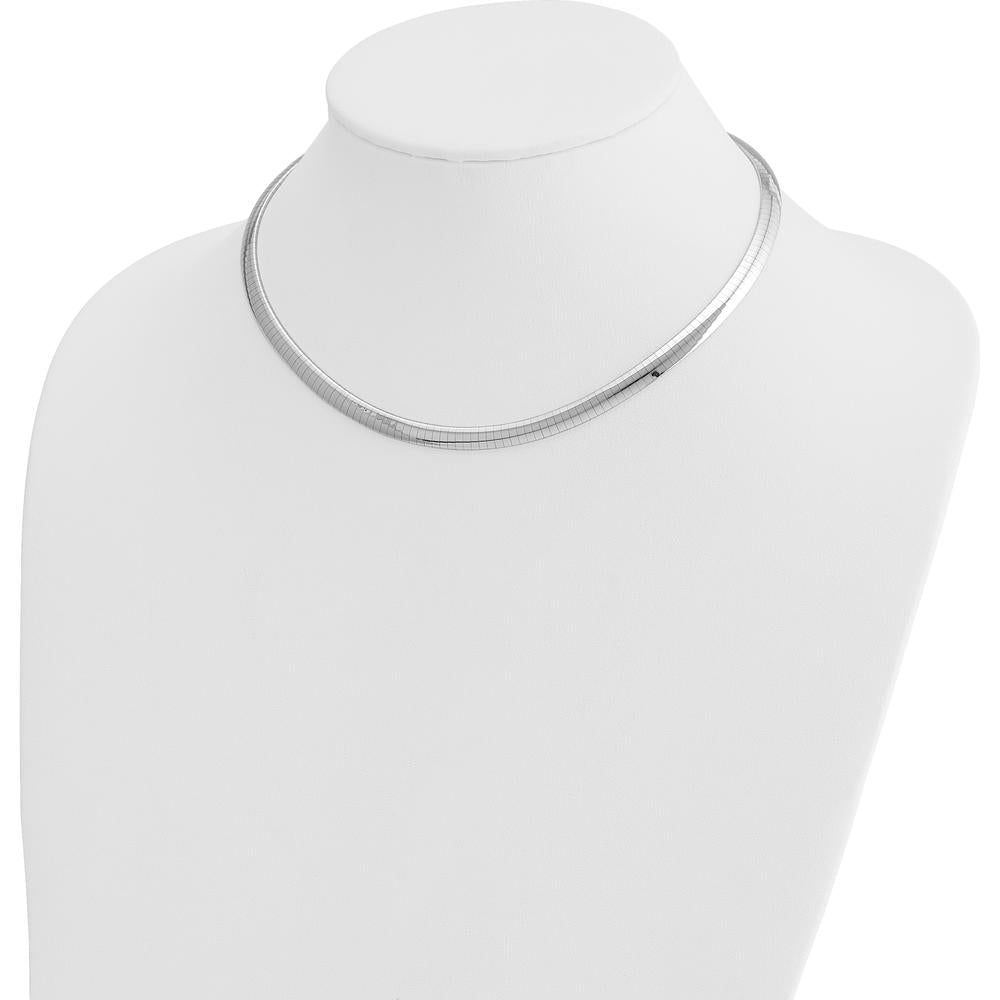 14K White Gold Polished 6mm Omega Necklace - 16" by Oro Pregiato