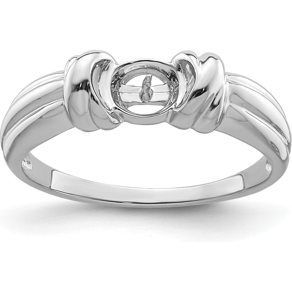 14K White Gold Polished 6mm Pearl Ring Mounting with Rhodium Finish by Monteluci Fine Jewelry