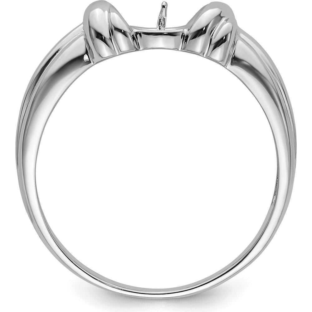 14K White Gold Polished 6mm Pearl Ring Mounting with Rhodium Finish by Monteluci Fine Jewelry
