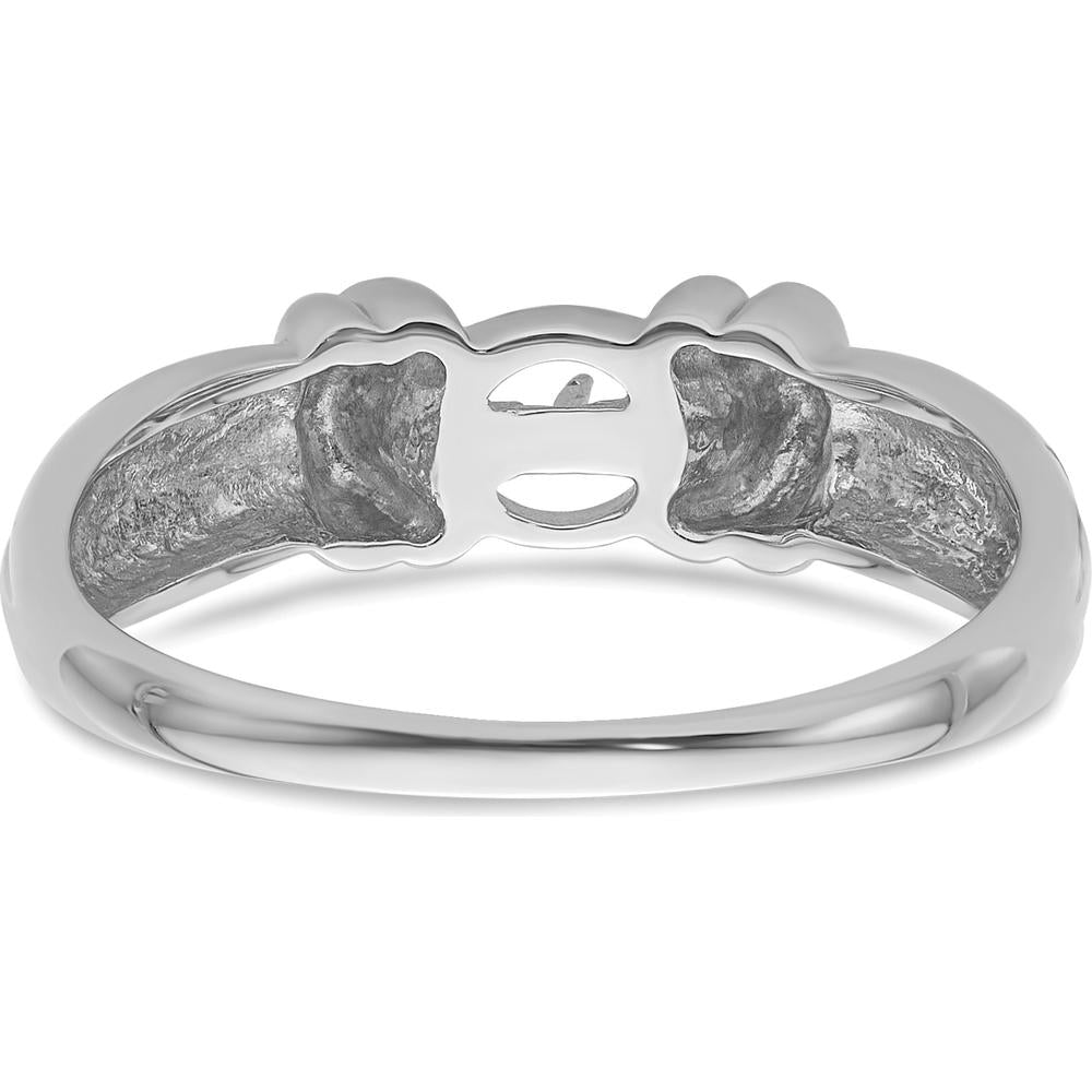 14K White Gold Polished 6mm Pearl Ring Mounting with Rhodium Finish by Monteluci Fine Jewelry