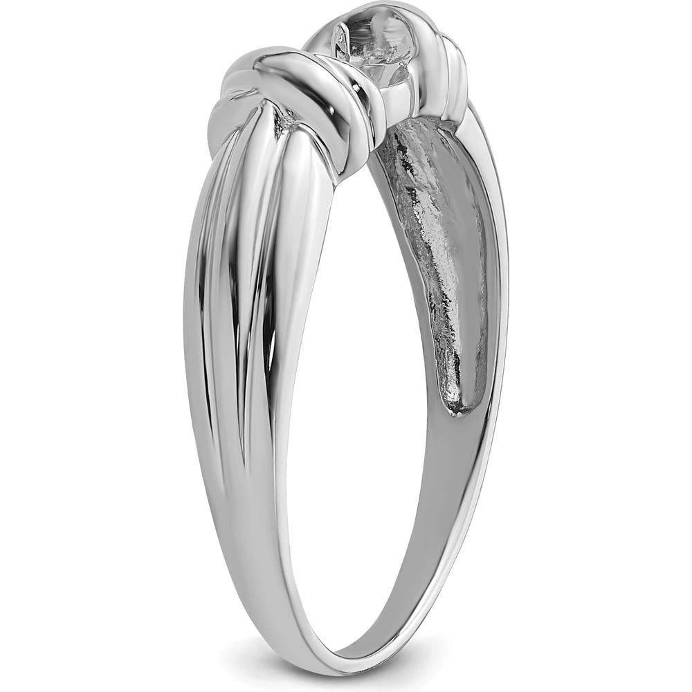14K White Gold Polished 6mm Pearl Ring Mounting with Rhodium Finish by Monteluci Fine Jewelry