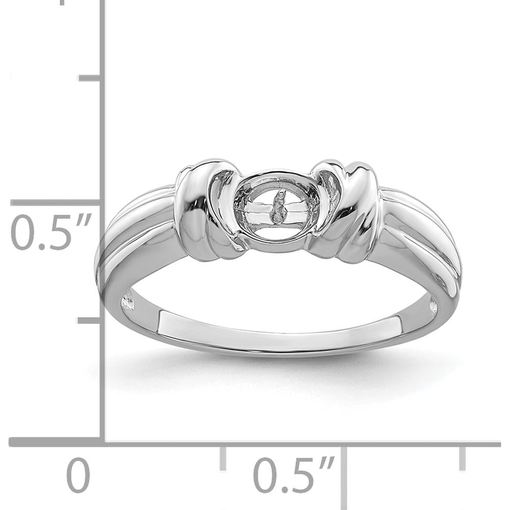 14K White Gold Polished 6mm Pearl Ring Mounting with Rhodium Finish by Monteluci Fine Jewelry