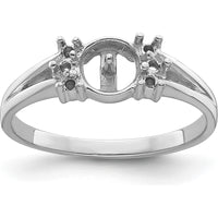 14K White Gold Polished 6mm Round Pearl & Diamond Accent Ring Mounting by Monteluci Fine Jewelry