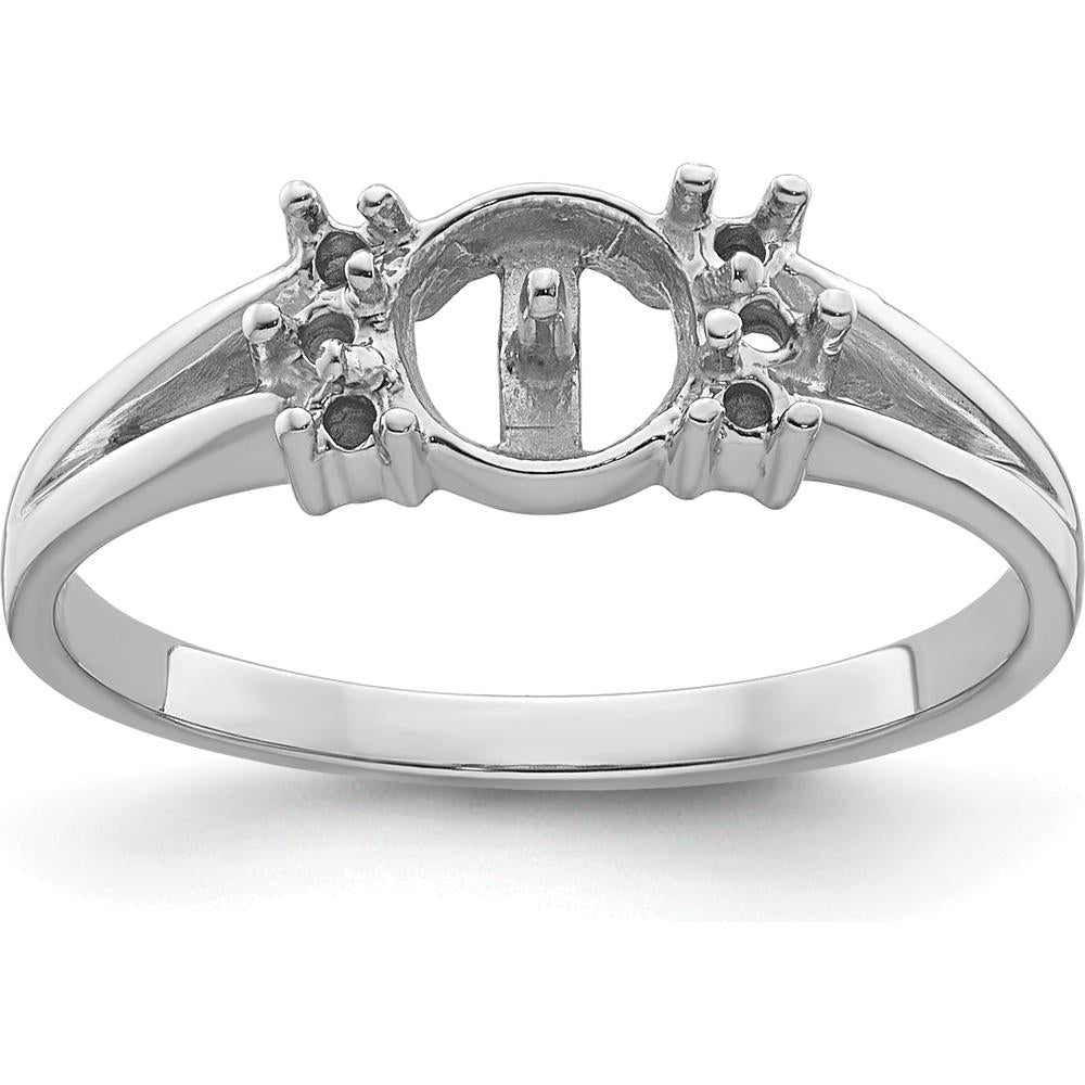 14K White Gold Polished 6mm Round Pearl & Diamond Accent Ring Mounting by Monteluci Fine Jewelry