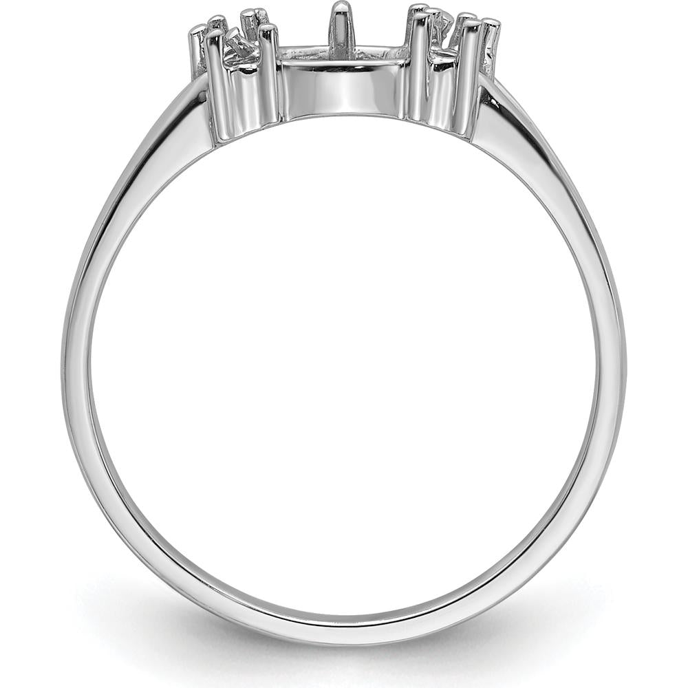 14K White Gold Polished 6mm Round Pearl & Diamond Accent Ring Mounting by Monteluci Fine Jewelry