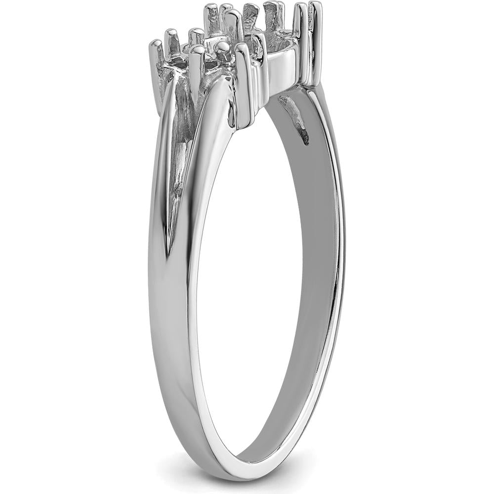 14K White Gold Polished 6mm Round Pearl & Diamond Accent Ring Mounting by Monteluci Fine Jewelry