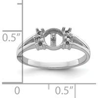 14K White Gold Polished 6mm Round Pearl & Diamond Accent Ring Mounting by Monteluci Fine Jewelry