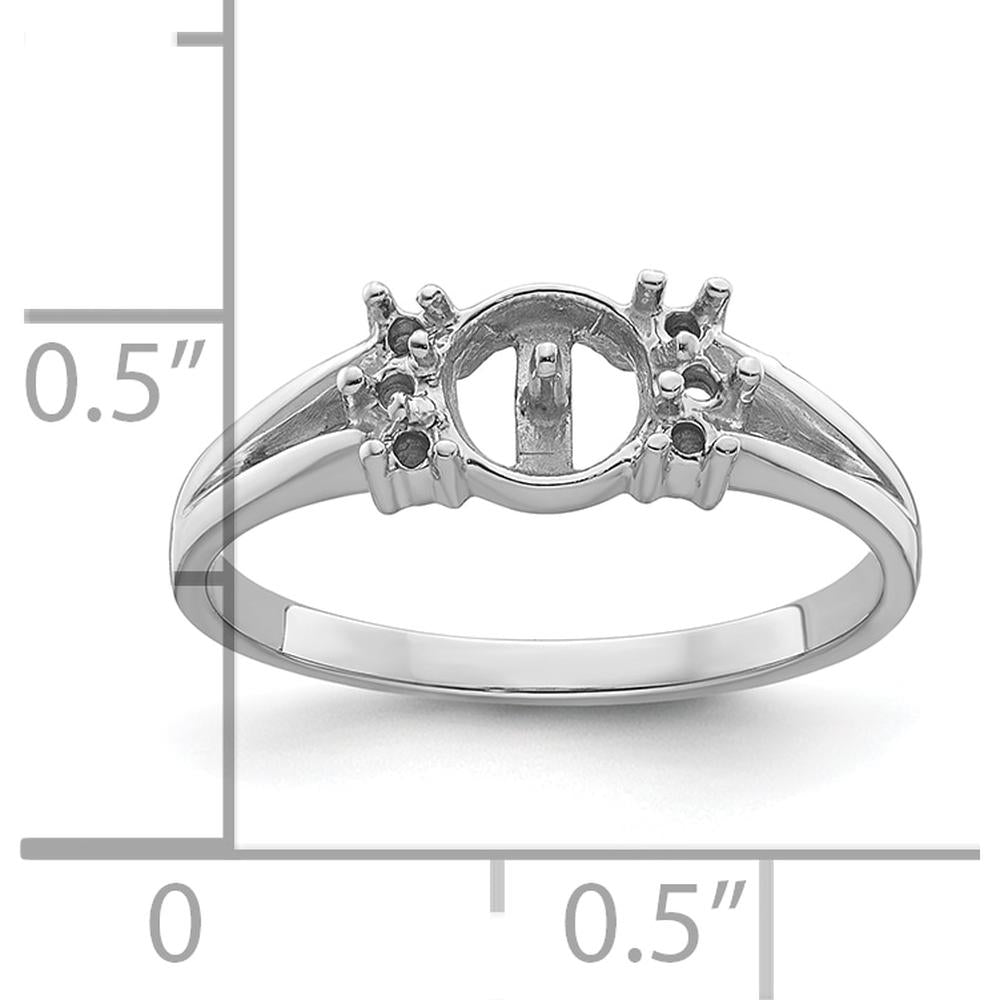 14K White Gold Polished 6mm Round Pearl & Diamond Accent Ring Mounting by Monteluci Fine Jewelry