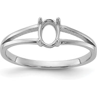 14K White Gold Polished 6x4 Oval Gemstone Ring Mounting by Oro Pregiato