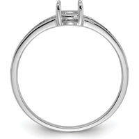 14K White Gold Polished 6x4 Oval Gemstone Ring Mounting by Oro Pregiato
