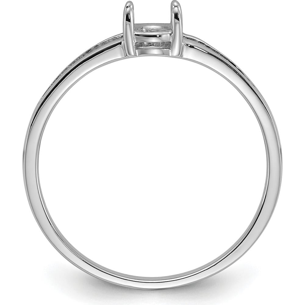 14K White Gold Polished 6x4 Oval Gemstone Ring Mounting by Oro Pregiato