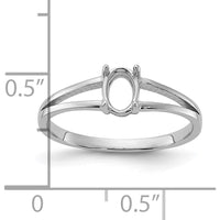 14K White Gold Polished 6x4 Oval Gemstone Ring Mounting by Oro Pregiato