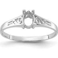14K White Gold Polished 6x4 Pear Filigree Gemstone Ring Mounting - Mounting Only by Oro Pregiato