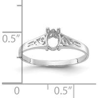 14K White Gold Polished 6x4 Pear Filigree Gemstone Ring Mounting - Mounting Only by Oro Pregiato