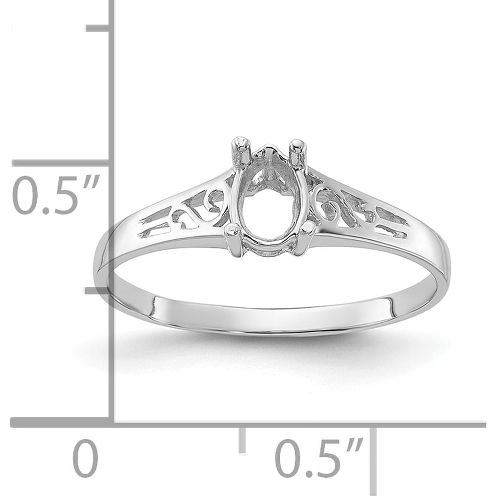 14K White Gold Polished 6x4 Pear Filigree Gemstone Ring Mounting - Mounting Only by Oro Pregiato