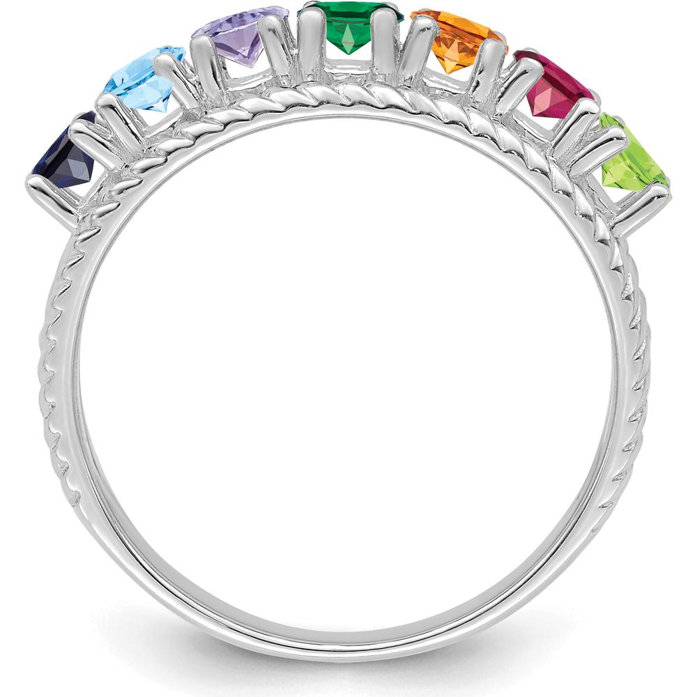 14K White Gold Polished 7-Stone Mother's Ring Mounting with Sapphire, Emerald, and Citrine Gemstones by Monteluci Fine Jewelry