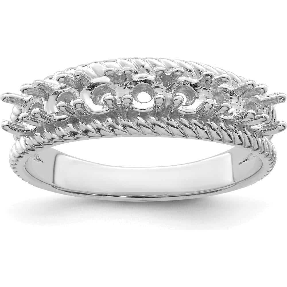 14K White Gold Polished 7-Stone Mother's Ring Mounting with Sapphire, Emerald, and Citrine Gemstones by Monteluci Fine Jewelry