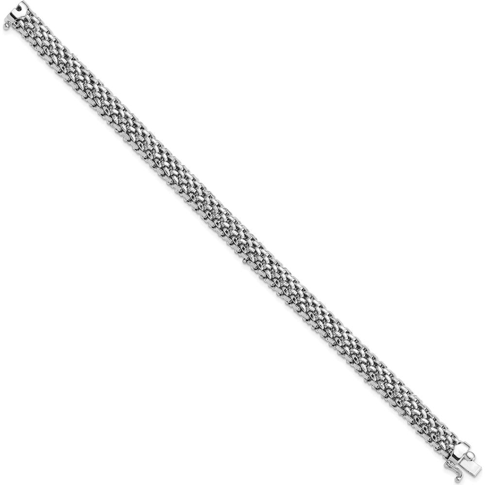 14K White Gold Polished 7mm Mesh Bracelet with Box Catch Clasp - 7.25 Inches by 0