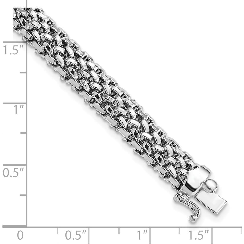 14K White Gold Polished 7mm Mesh Bracelet with Box Catch Clasp - 7.25 Inches by 0