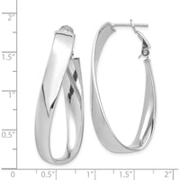 14K White Gold Polished 7mm Twisted Omega Back Oval Hoop Earrings - Classic Elegance for Women by Oro Pregiato
