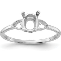 14K White Gold Polished 7x5 Oval Gemstone Ring Mounting by Monteluci Fine Jewelry