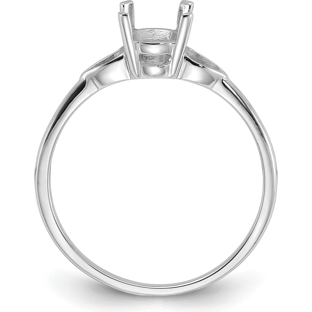 14K White Gold Polished 7x5 Oval Gemstone Ring Mounting by Monteluci Fine Jewelry