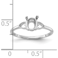 14K White Gold Polished 7x5 Oval Gemstone Ring Mounting by Monteluci Fine Jewelry