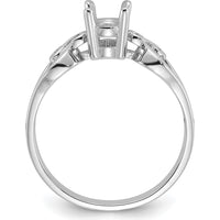 14K White Gold Polished 7x5mm Oval Gemstone Ring Mounting with Rhodium Finish by Monteluci Fine Jewelry