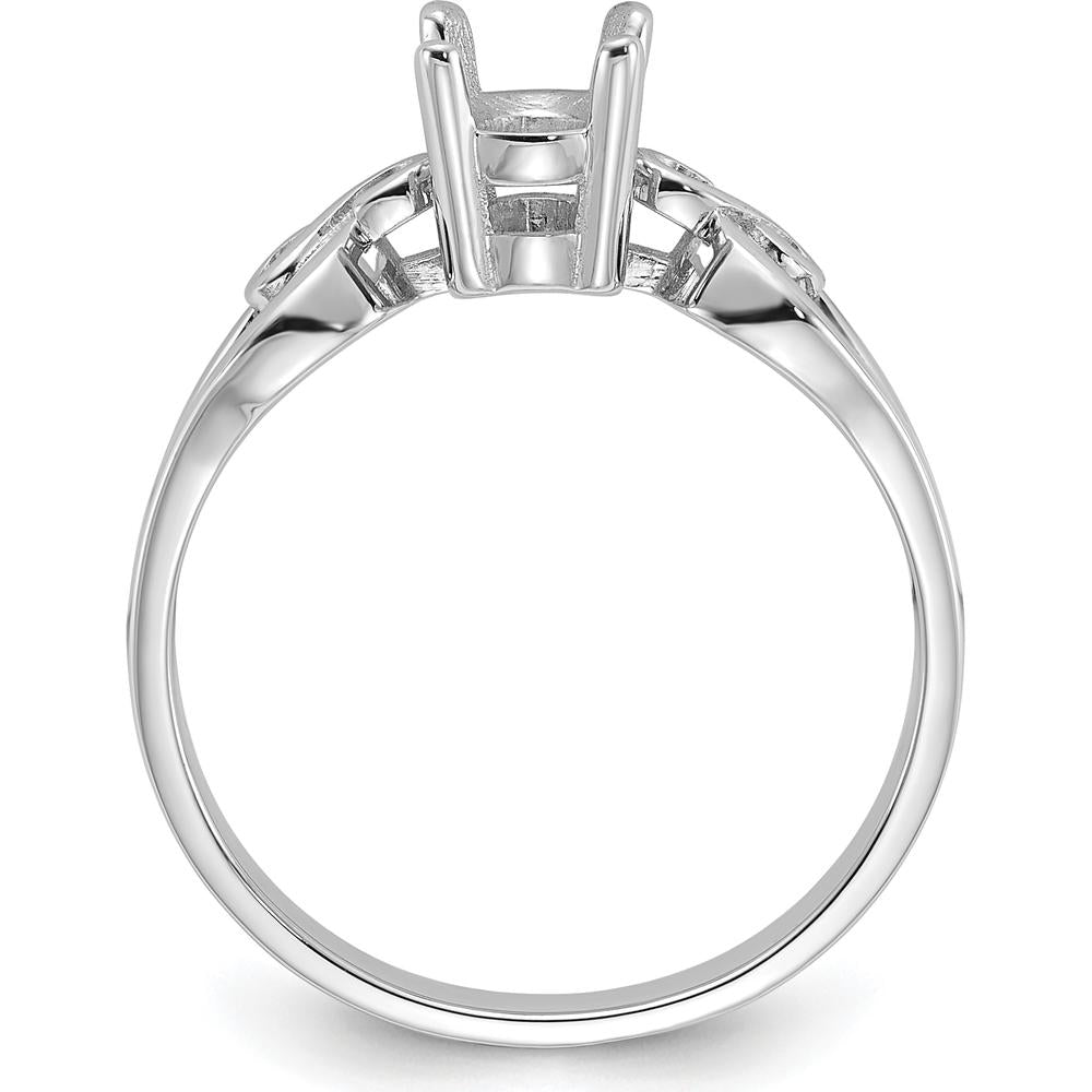 14K White Gold Polished 7x5mm Oval Gemstone Ring Mounting with Rhodium Finish by Monteluci Fine Jewelry