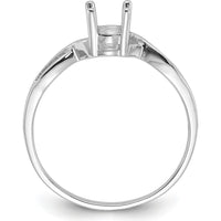 14K White Gold Polished 7x5mm Oval Gemstone Ring Mounting with Twisted Band Design by Monteluci Fine Jewelry