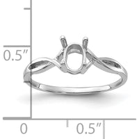 14K White Gold Polished 7x5mm Oval Gemstone Ring Mounting with Twisted Band Design by Monteluci Fine Jewelry
