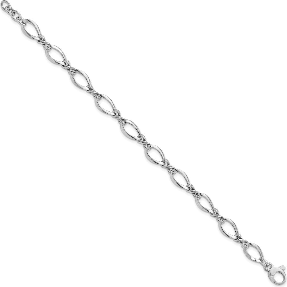 14K White Gold Polished 8.8mm Fancy Twisted Link Bracelet - 7.5" Length by 0