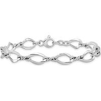 14K White Gold Polished 8.8mm Fancy Twisted Link Bracelet - 7.5" Length by 0