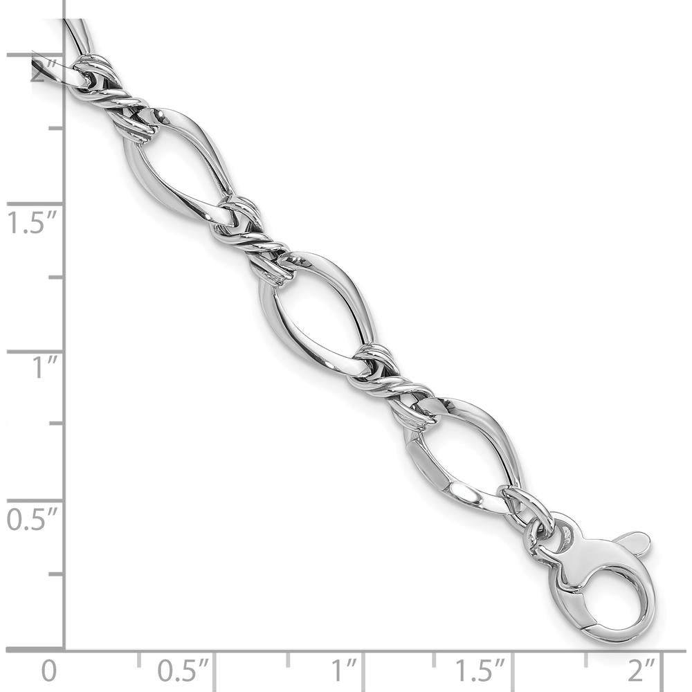 14K White Gold Polished 8.8mm Fancy Twisted Link Bracelet - 7.5" Length by 0
