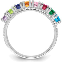14K White Gold Polished 8-Stone Mother's Ring Mounting - Customizable Setting by Monteluci Fine Jewelry