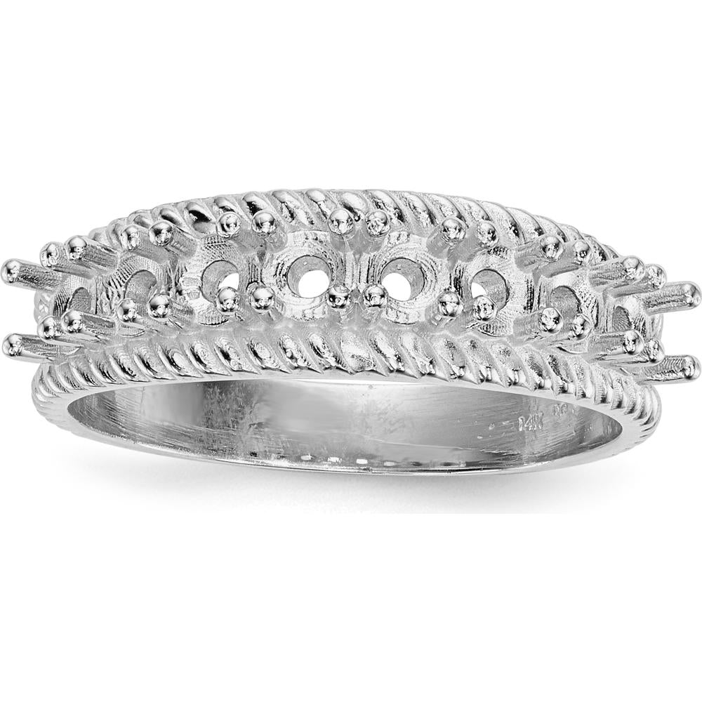14K White Gold Polished 8-Stone Mother's Ring Mounting - Customizable Setting by Monteluci Fine Jewelry
