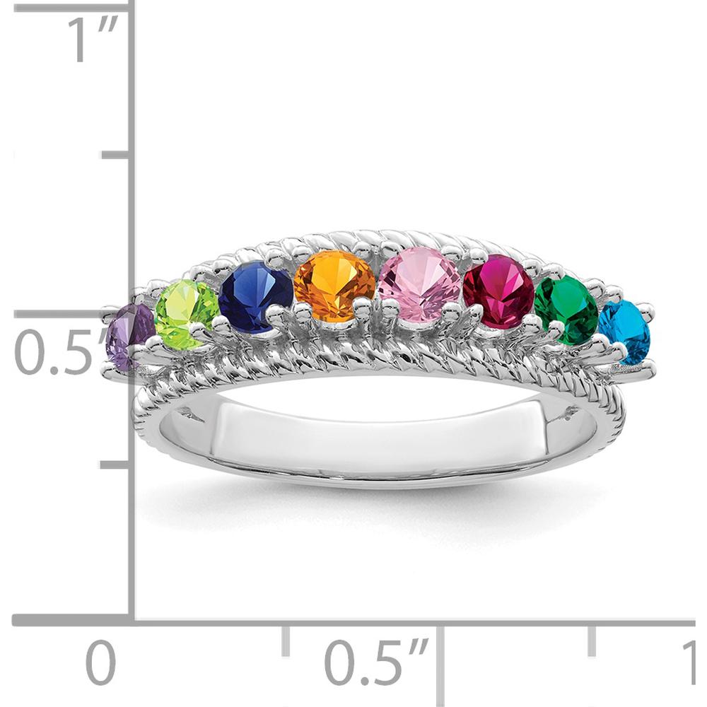 14K White Gold Polished 8-Stone Mother's Ring Mounting - Customizable Setting by Monteluci Fine Jewelry