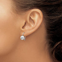 14K White Gold Polished 8mm Button Drop Earrings with Kidney Wire Closure by Oro Pregiato