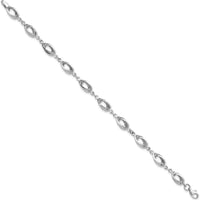 14K White Gold Polished 8mm Fancy Oval Link Bracelet - 7.5 inches by 0