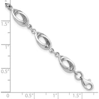 14K White Gold Polished 8mm Fancy Oval Link Bracelet - 7.5 inches by 0