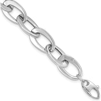 14K White Gold Polished 9.7mm Fancy Cable Link Bracelet - 8" Length by 0