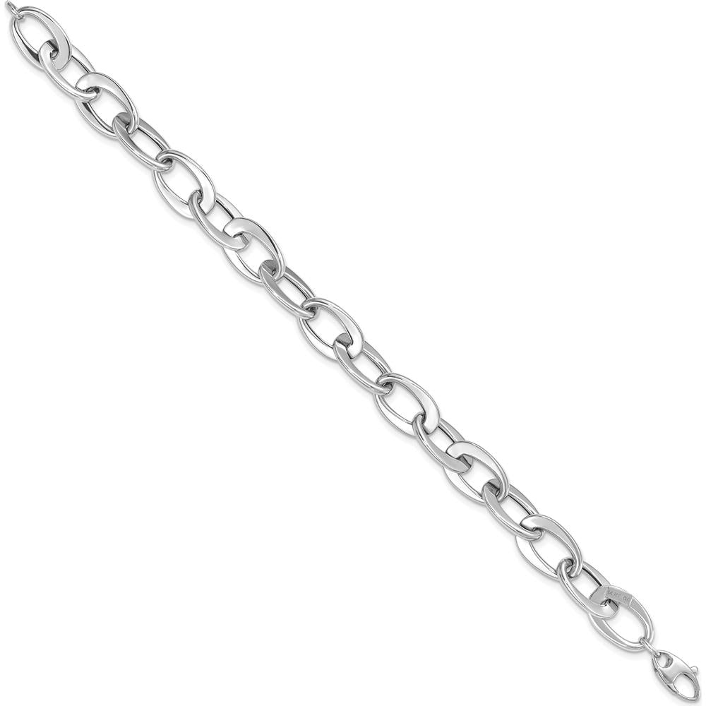 14K White Gold Polished 9.7mm Fancy Cable Link Bracelet - 8" Length by 0