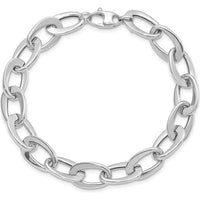 14K White Gold Polished 9.7mm Fancy Cable Link Bracelet - 8" Length by 0